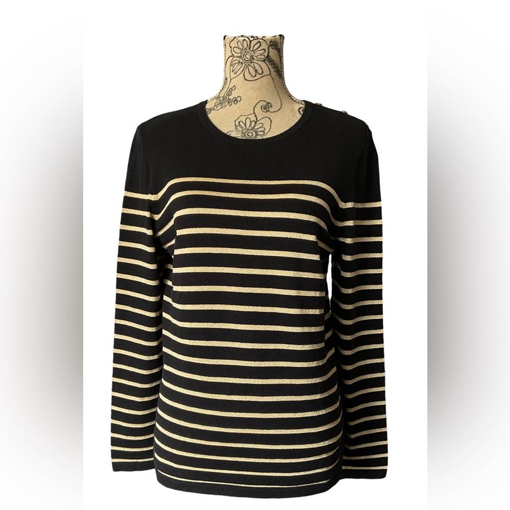 J.McLaughlin Black and Gold Crew Neck  Sweater  size Large